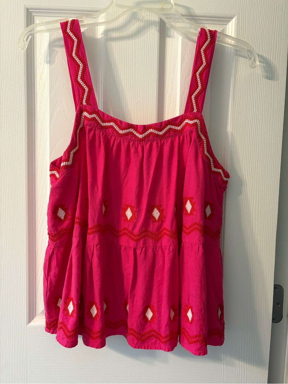 LOFT Hot Pink Embroidered Sundress Top